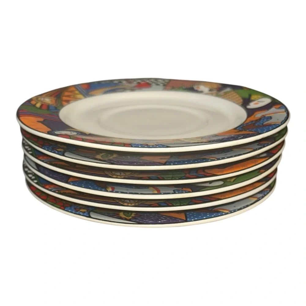 Vitromaster Metropolitan Stoneware‎ Salad Plates Set of 6 Postmodern 1990s